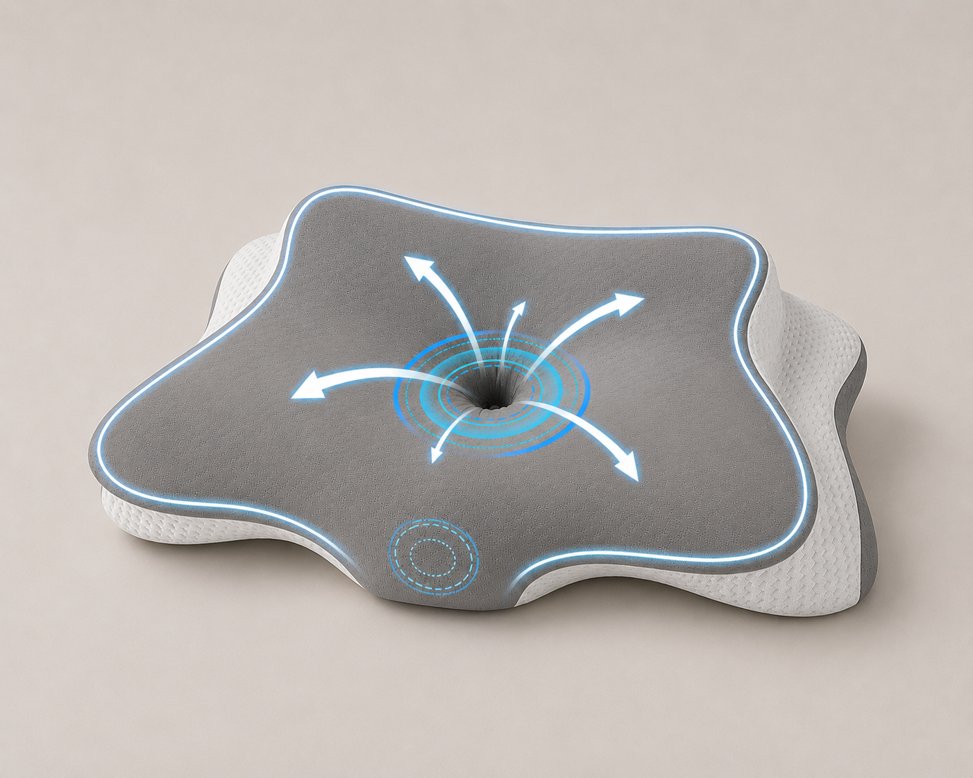 Almohada cervical viscoelástica diseño mariposa GRIS