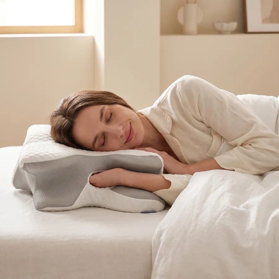 Almohada cervical viscoelástica diseño mariposa GRIS
