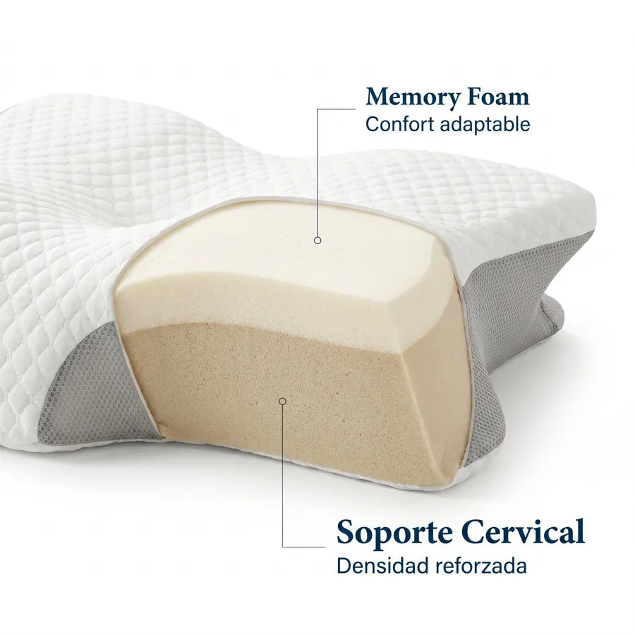 Almohada cervical viscoelástica diseño mariposa GRIS