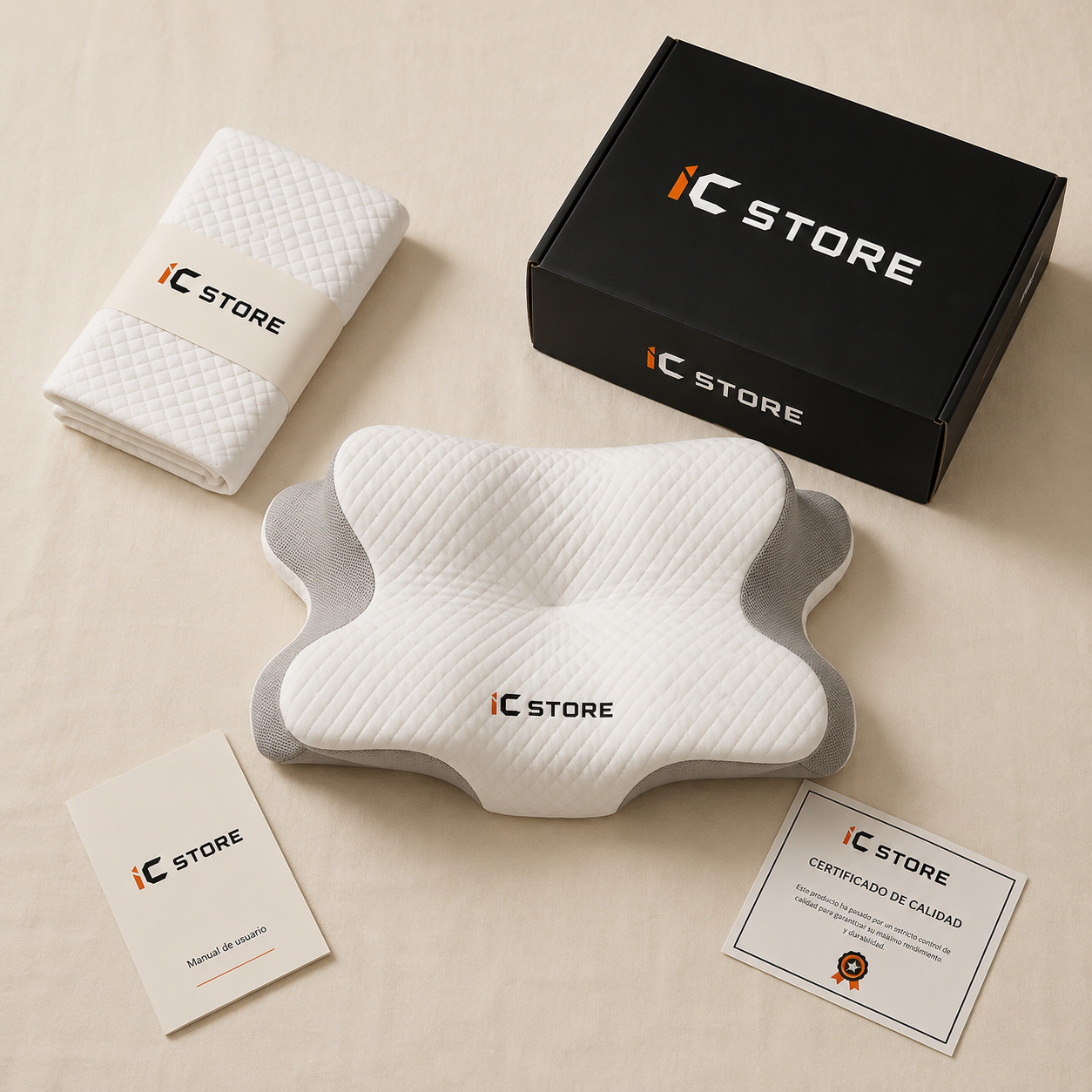 Almohada cervical viscoelástica diseño mariposa GRIS