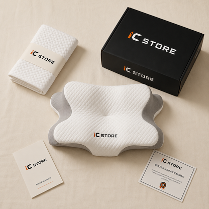 Almohada cervical viscoelástica diseño mariposa GRIS