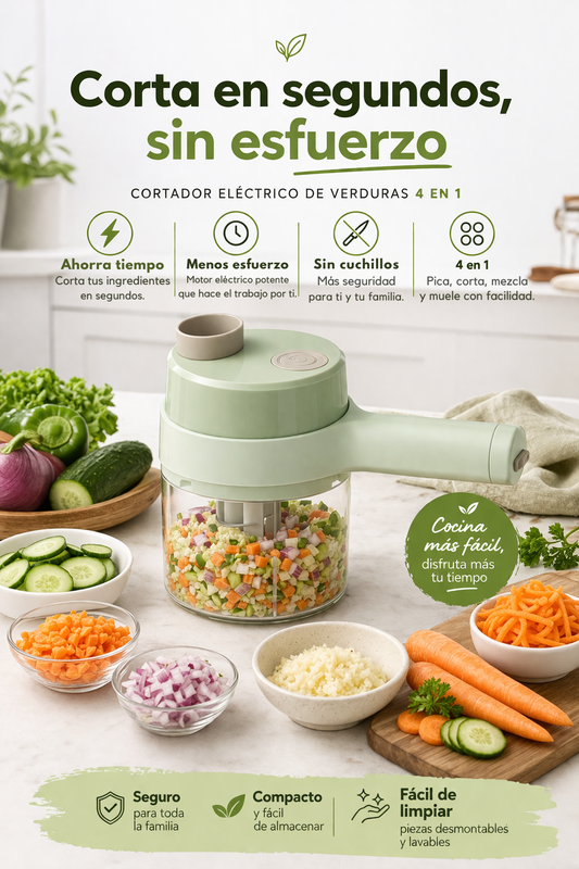 Cortador de Verduras Eléctrico 4 en 1