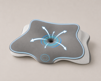Almohada cervical viscoelástica diseño mariposa GRIS